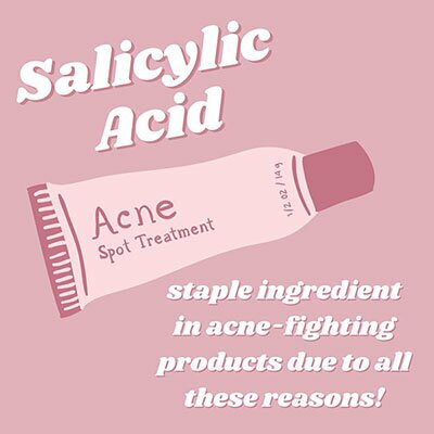 Salicylic Acid - Acne Spot treatment - staple ingredient in acne-fighting products due to all these reasons!
